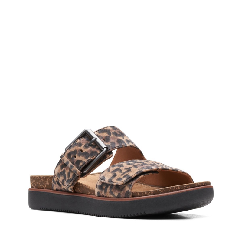 Leopard Women's Clarks Elayne Ease Print Sandals | 5263940-QM