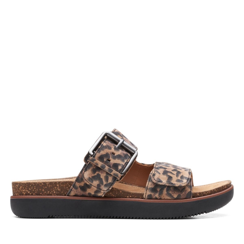 Leopard Women\'s Clarks Elayne Ease Print Sandals | 5263940-QM