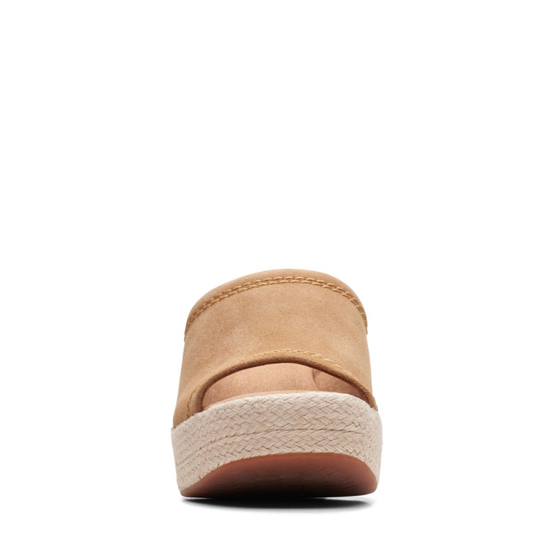 Light Brown Women's Clarks Maritsa70Slide Suede Sandals | 6358709-VC