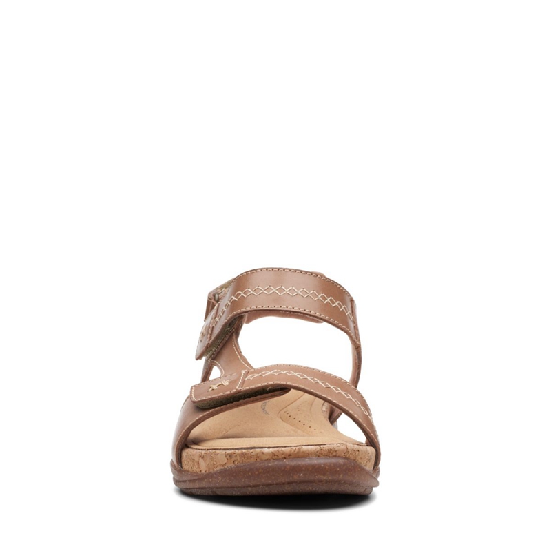 Light Brown Women's Clarks Roseville Mae Light Tan Lea Sandals | 2543179-XH