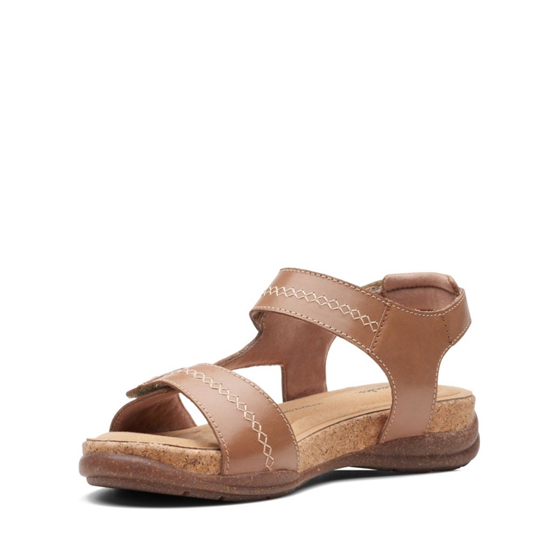 Light Brown Women's Clarks Roseville Mae Light Tan Lea Sandals | 2543179-XH