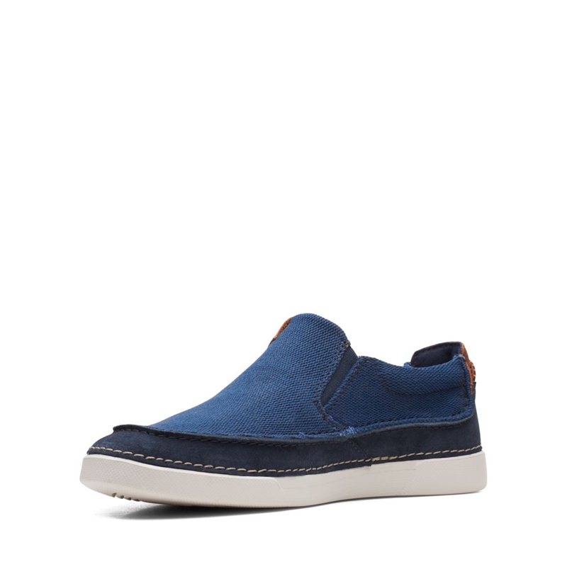 Navy Men's Clarks Gereld Step Combi Slip Ons | 0549621-QM