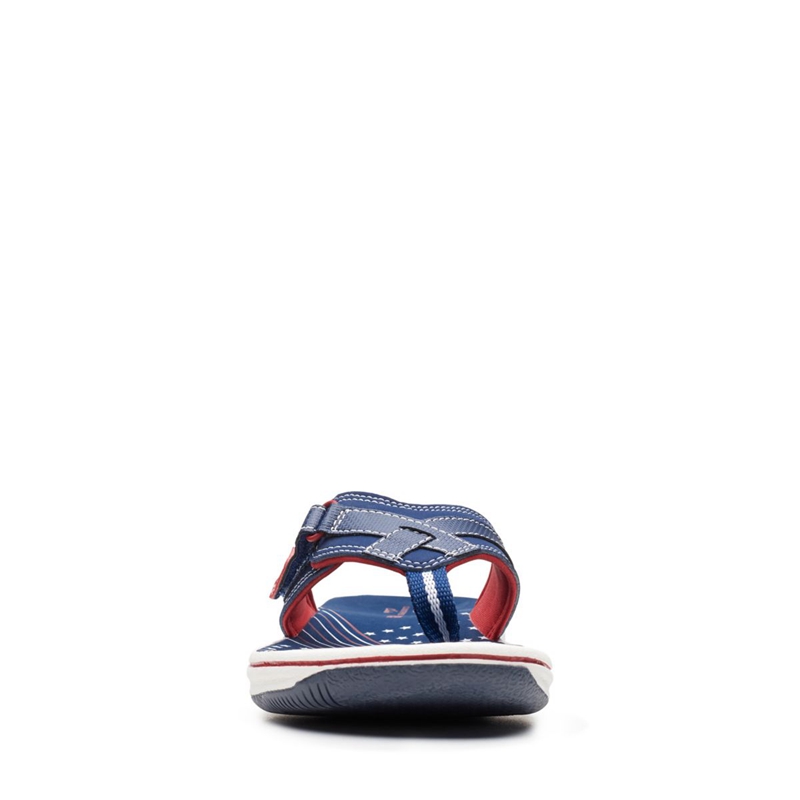 Navy / Red Women's Clarks BREEZE SEA Flip Flops | 4725610-CX