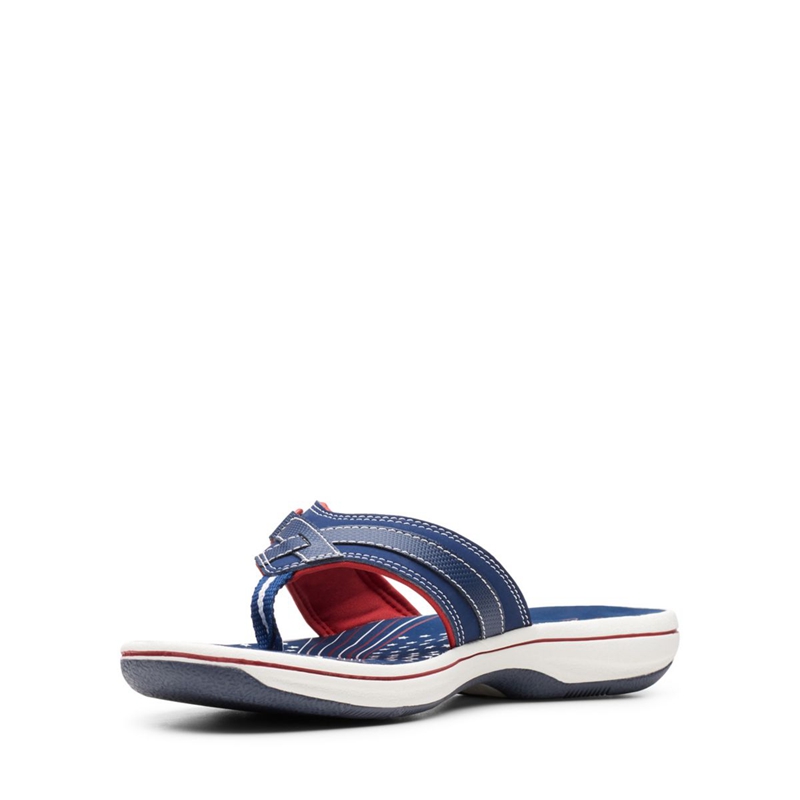 Navy / Red Women's Clarks BREEZE SEA Flip Flops | 4725610-CX