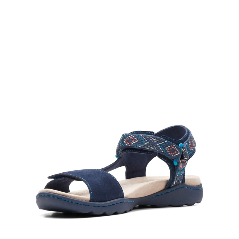 Navy Women's Clarks Amanda Step Suede Sandals | 1894730-ZL