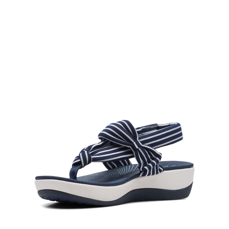 Navy Women's Clarks Arla Nicole Print Sandals | 1524397-ZN