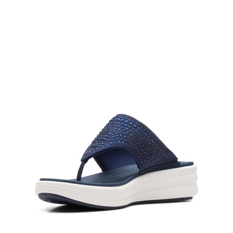 Navy Women's Clarks Drift Jaunt Sandals | 6075184-RP