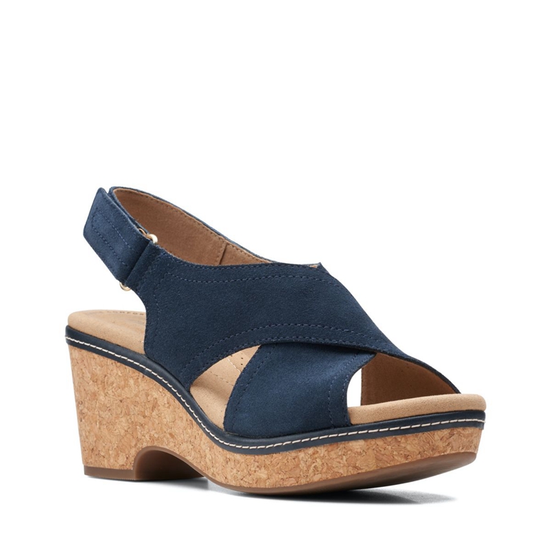 Navy Women's Clarks Giselle Cove Sandals | 3586429-FD