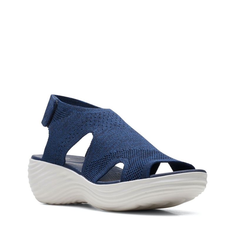 Navy Women's Clarks Marin Sail Sandals | 8650743-UO