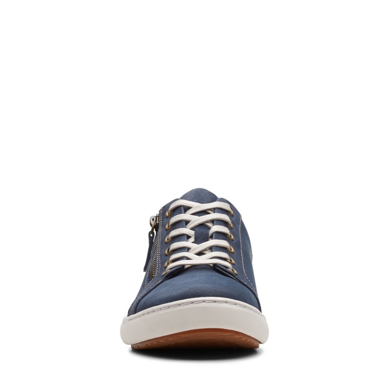 Navy Women's Clarks Nalle Lace Nubuck Sneakers | 8273046-MK