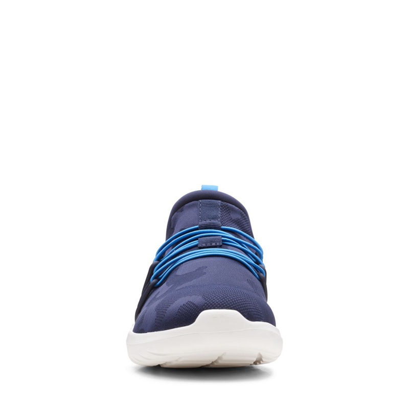 Navy Women's Clarks Nova Ave Textile Sneakers | 6829573-FP