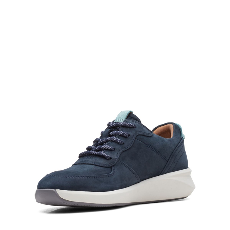 Navy Women's Clarks Un Rio Sprint Nubuck Sneakers | 4861259-KY