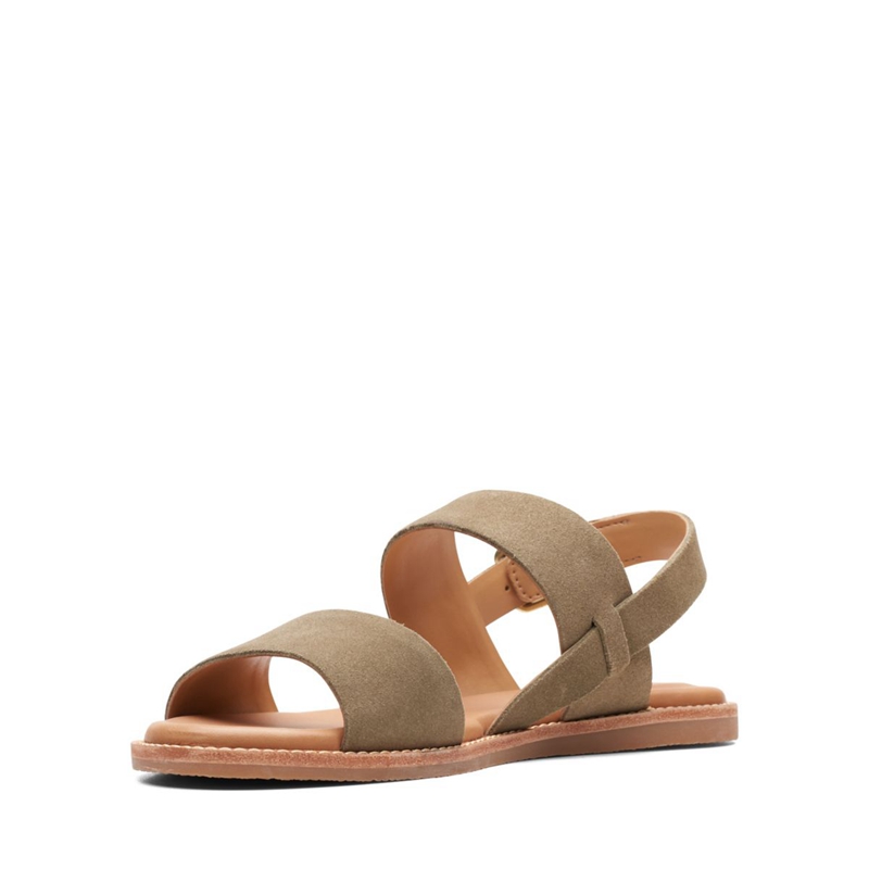 Olive Women's Clarks Karsea Strap Suede Sandals | 2810479-DO