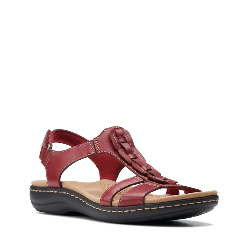 Red Women's Clarks Laurieann Kay Leather Sandals | 5134796-GC