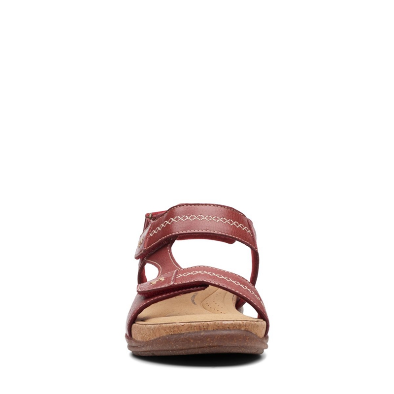 Red Women's Clarks Roseville Mae Red Leather Sandals | 8042617-SW