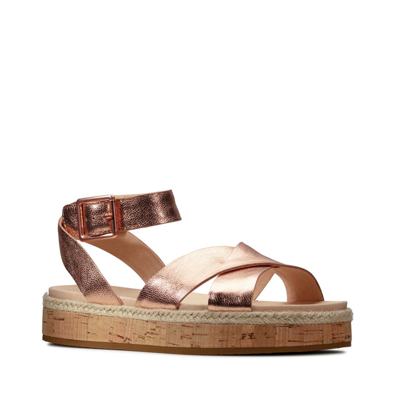 Rose Gold Women's Clarks Botanic Poppy Lea Sandals | 3014962-DV