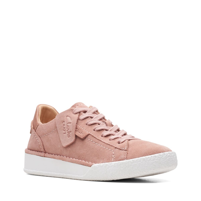 Rose Women's Clarks Craft Cup Lace Suede Sneakers | 9423780-JG