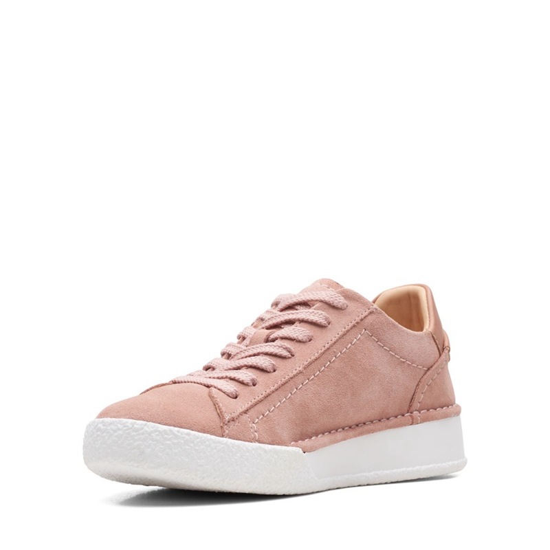 Rose Women's Clarks Craft Cup Lace Suede Sneakers | 9423780-JG