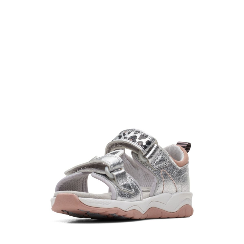 Silver Kids' Clarks Clowder Print Toddler Sandals | 6347052-KV