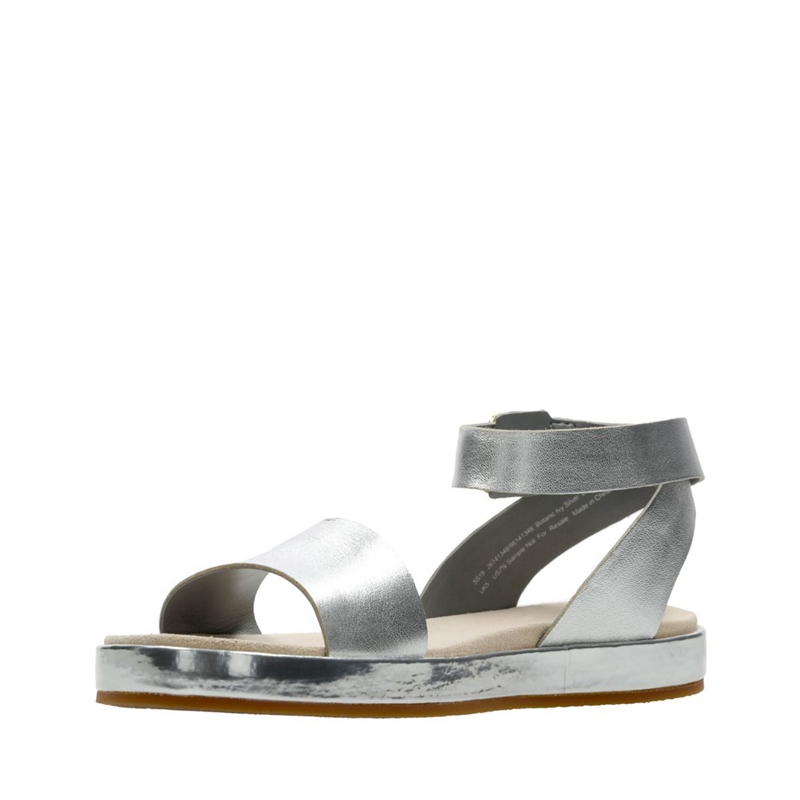 Silver Women's Clarks Botanic Ivy Silver Leather Sandals | 4830726-OH