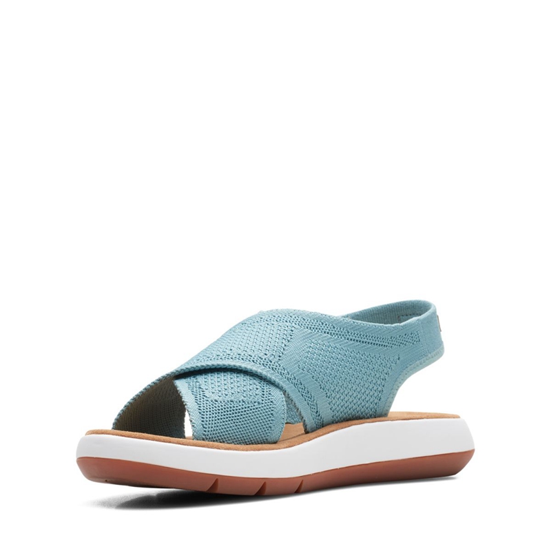 Turquoise Women's Clarks Jemsa Dash Knit Sandals | 2301764-WF