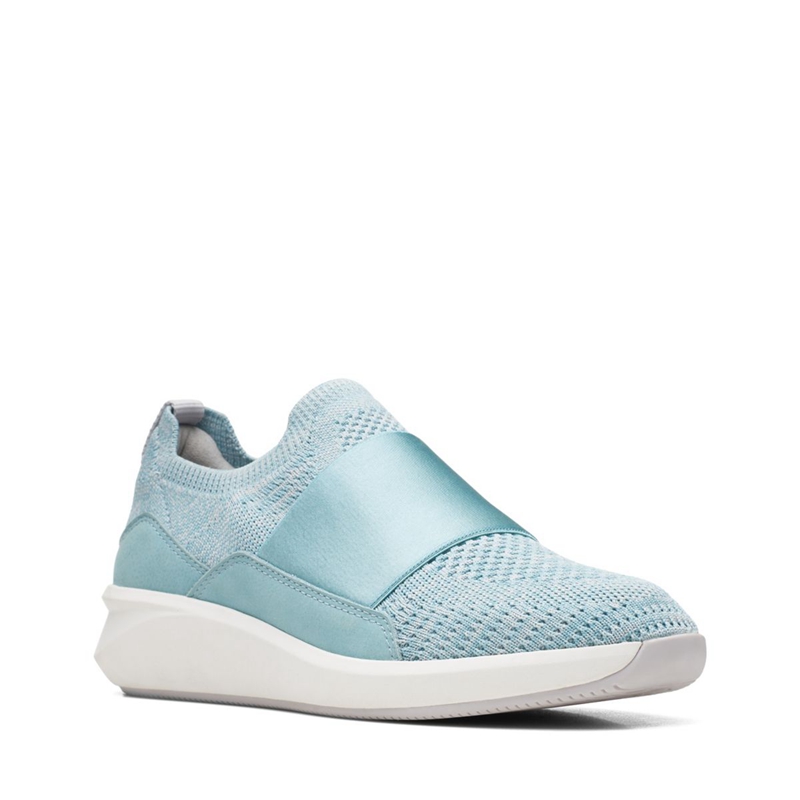 Turquoise Women's Clarks Un Rio Knit Knit Slip Ons | 9051276-NR