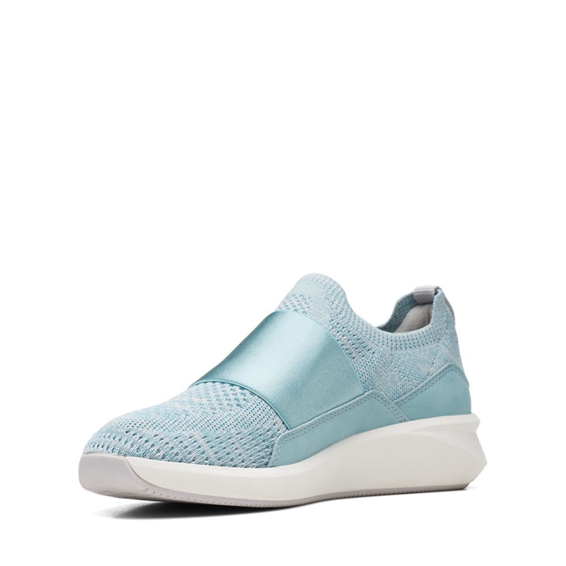 Turquoise Women's Clarks Un Rio Knit Knit Slip Ons | 9051276-NR