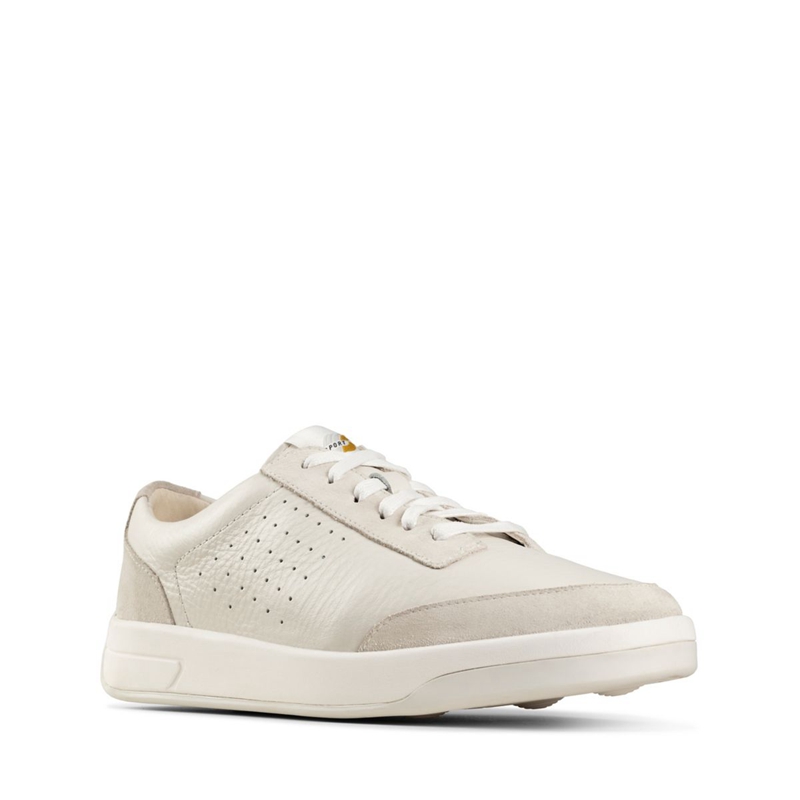 White Women's Clarks Hero Air Lace Leather Sneakers | 3025961-IW