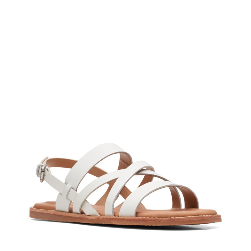 White Women's Clarks Karsea Sun Leather Sandals | 7031468-LK