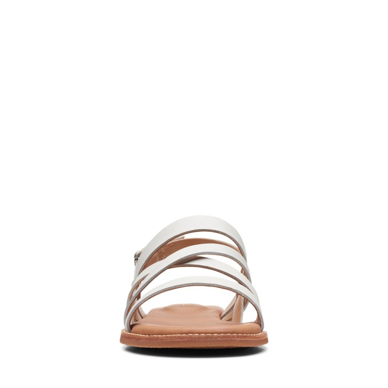 White Women's Clarks Karsea Sun Leather Sandals | 7031468-LK