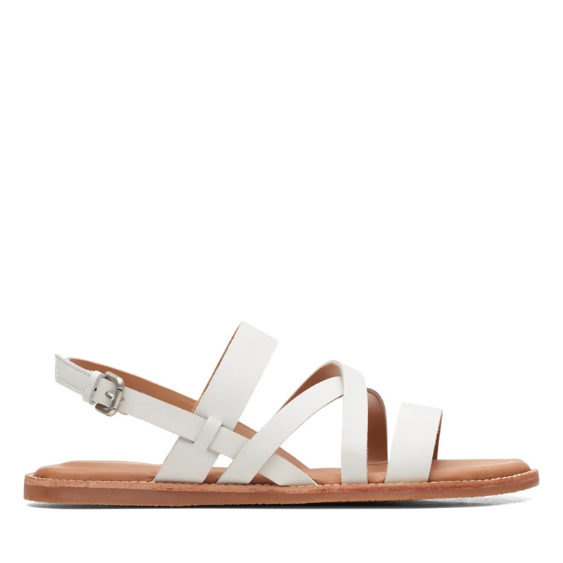 White Women\'s Clarks Karsea Sun Leather Sandals | 7031468-LK