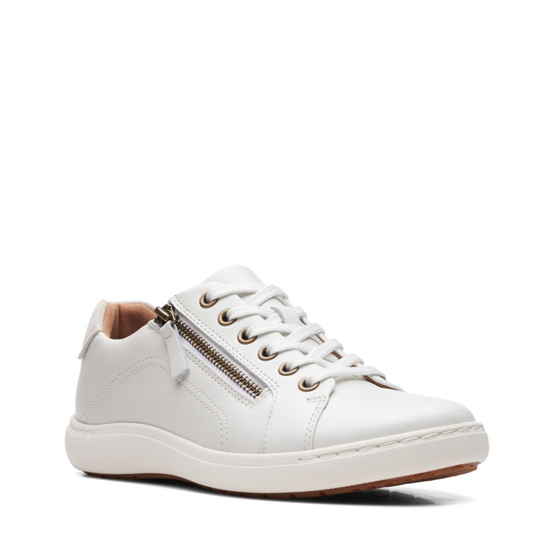 White Women's Clarks Nalle Lace Leather Sneakers | 7064192-CR