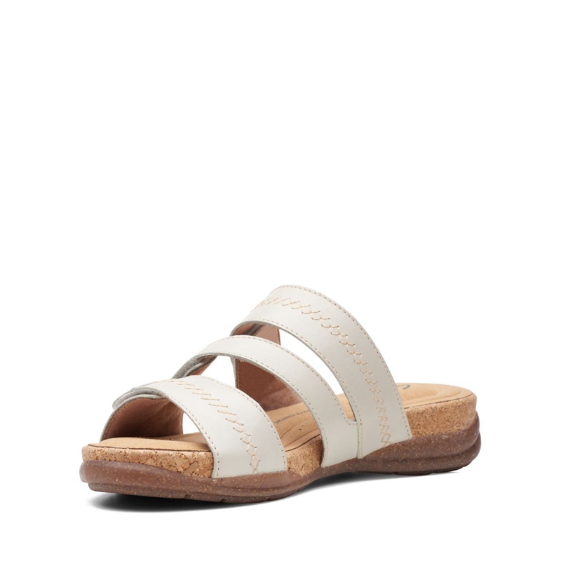 White Women's Clarks Roseville Bay Leather Sandals | 2609437-OX