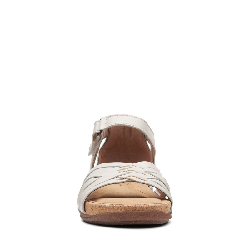 White Women's Clarks Roseville Cove Leather Sandals | 7014295-BF