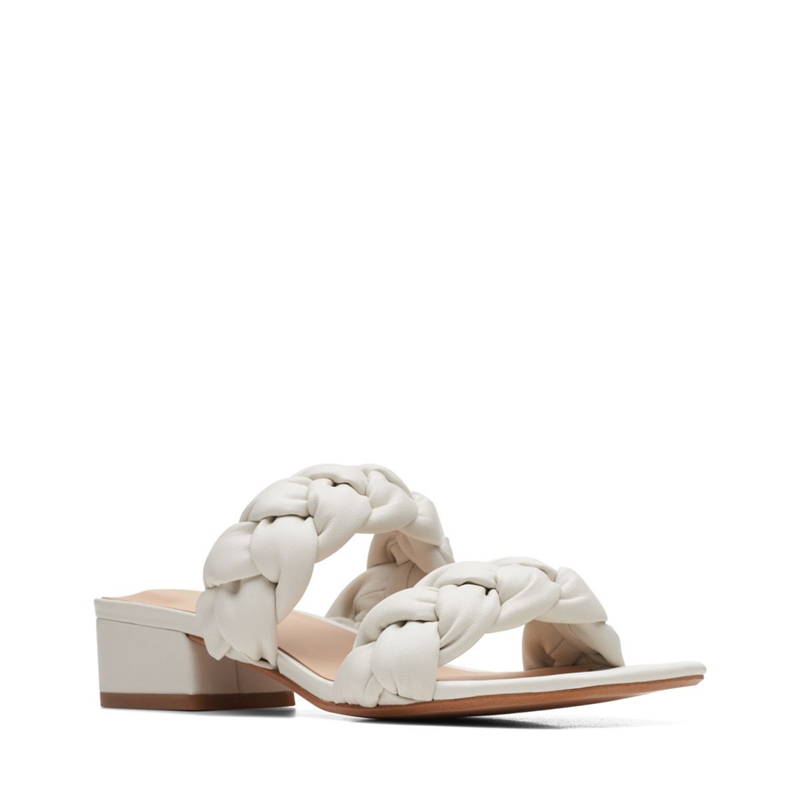 White Women's Clarks Seren25 Braid Leather Sandals | 3981257-SH