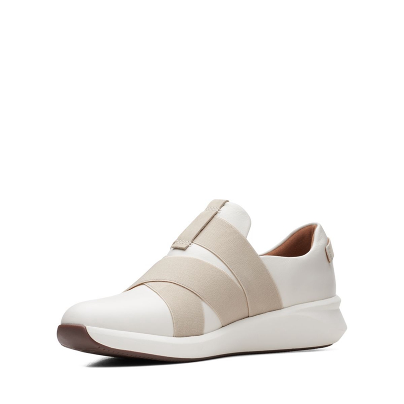 White Women's Clarks Un Rio Strap Leather Sneakers | 8356791-YJ