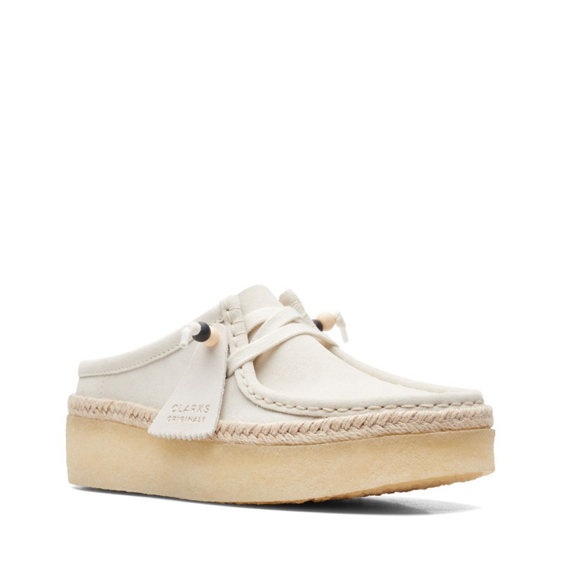 White Women's Clarks Wallabee Cup Lo Suede Slip Ons | 1290358-ST