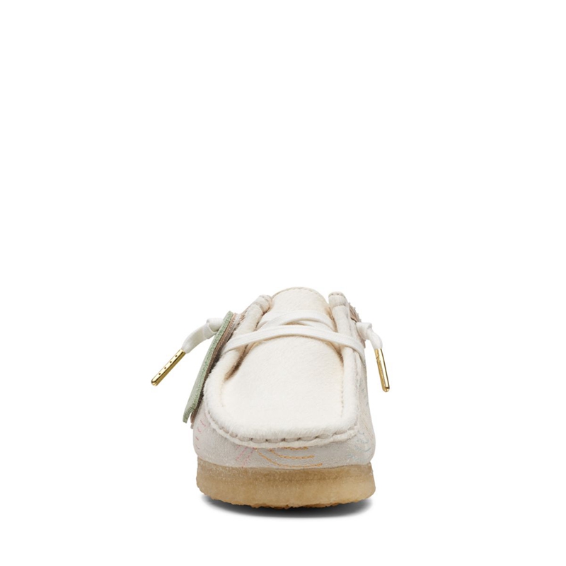 White Women's Clarks Wallabee Off Hairy Slip Ons | 0879634-AL