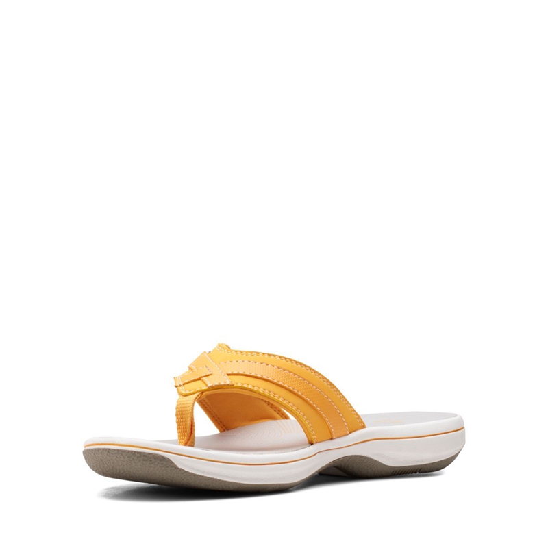 Yellow Women's Clarks BREEZE SEA Burnt Flip Flops | 7514930-VS